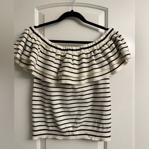 J. Crew Women’s Top Size Medium in Navy and White